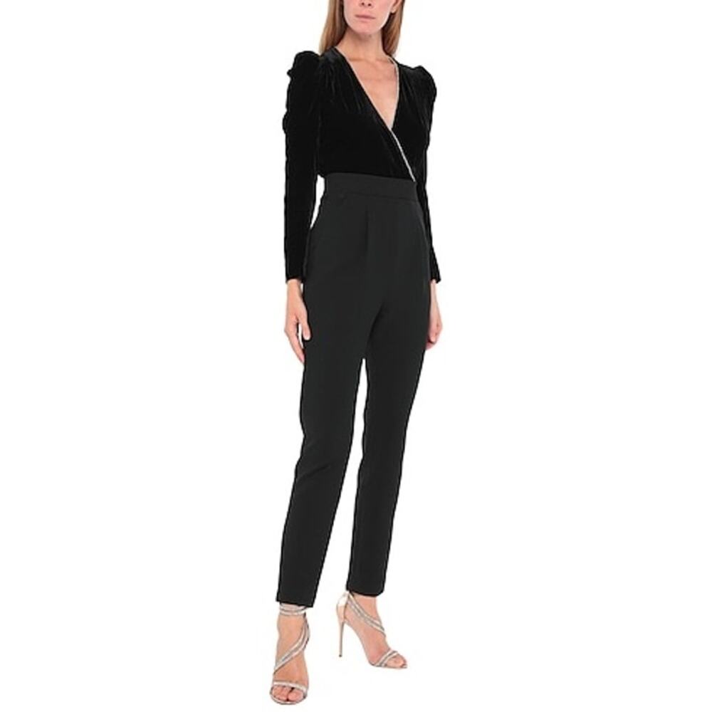 Veronica Beard Cleo Velvet Jumpsuit Black Embellished Glam Chic Size 6